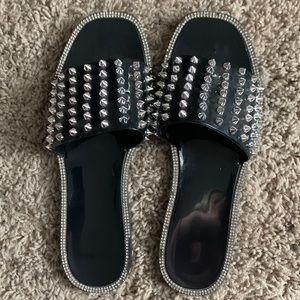 Studded black sandals